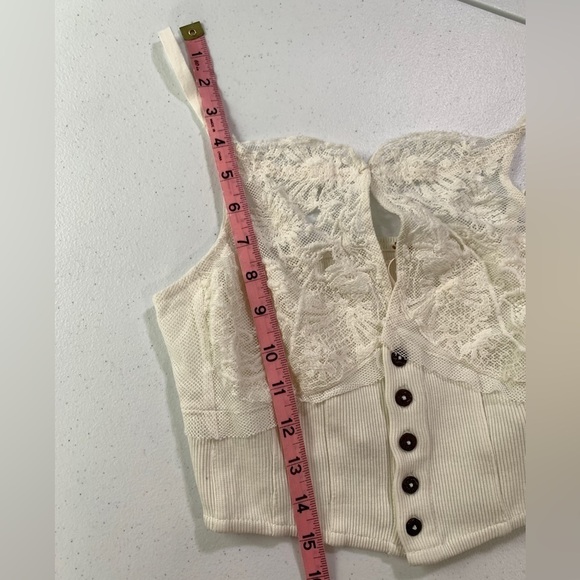 NWT Free People Have My Heart Cropped Tank Painted White - Picture 10 of 14